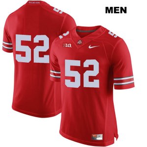 Men's NCAA Ohio State Buckeyes Wyatt Davis #52 College Stitched No Name Authentic Nike Red Football Jersey JK20K73XP